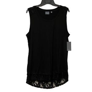 NWT Strazzi Black Sleeveless Top with Lace